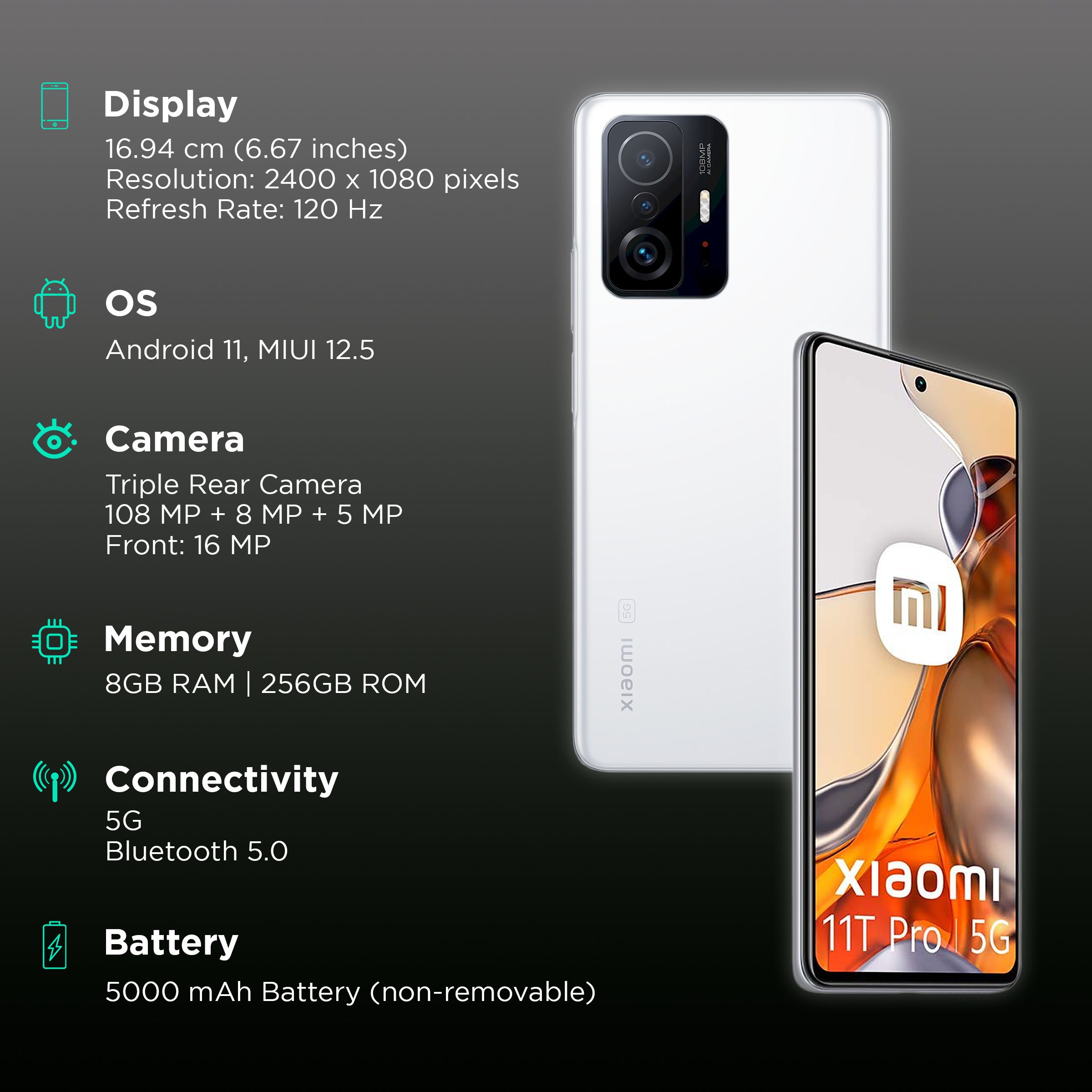 Buy Xiaomi 11t Pro 5g 8gb Ram 256gb Moonlight White Online Croma 9314